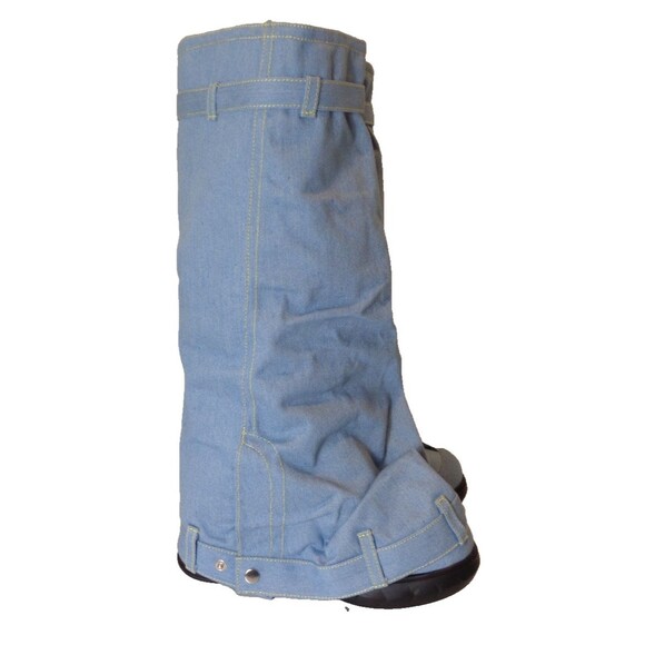Blue Denim Knee High Boots Wide Calf Sz 9 Women's - Picture 2 of 14